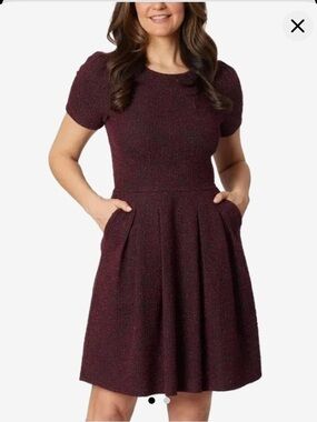 NWT Draper James Knit Dress XS Burgundy Fit & Flare